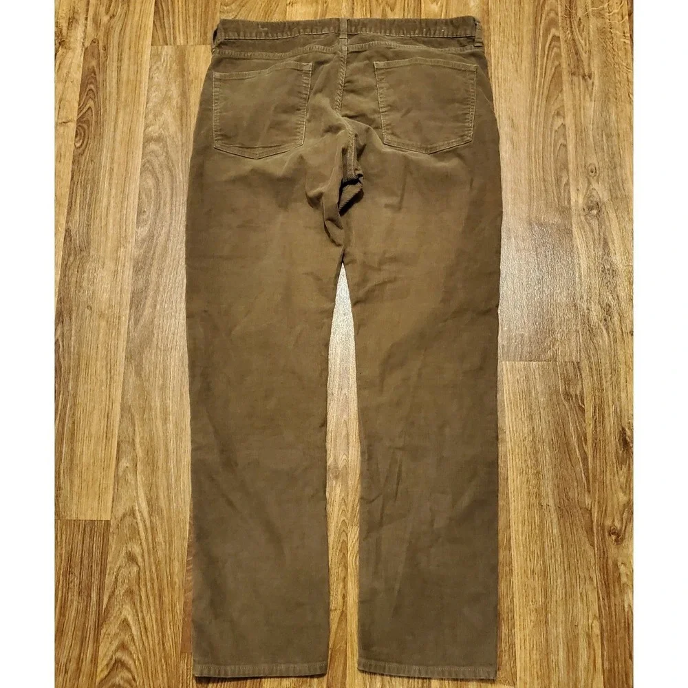 J Crew Corduroy Pants Men 34x32 Brown Straight Fit Chino Stretch Preppy‎